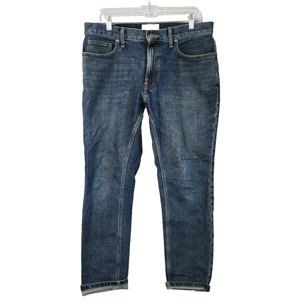 Everlane The Slim Fit Jean Organic Cotton Mens W32 L28 Medium Wash Button Zipper